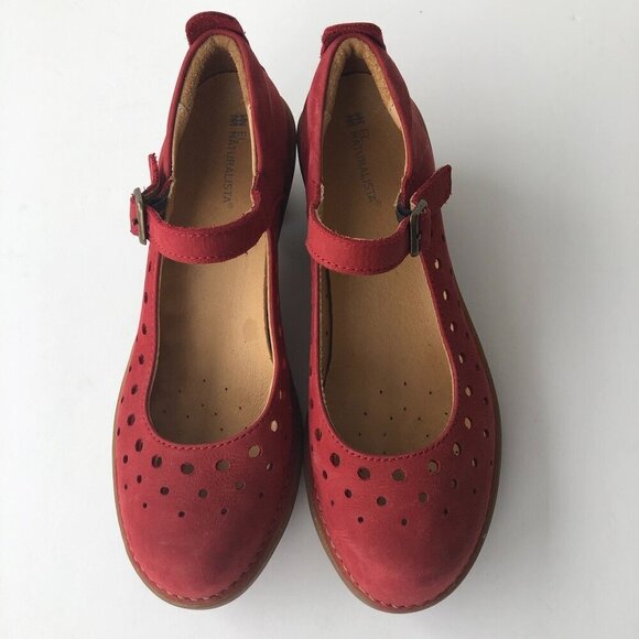 EL NATURALISTA Red Suede Leather Mary Jane Pump Comfortable Shoes Non slip EU 37 - Picture 5 of 16